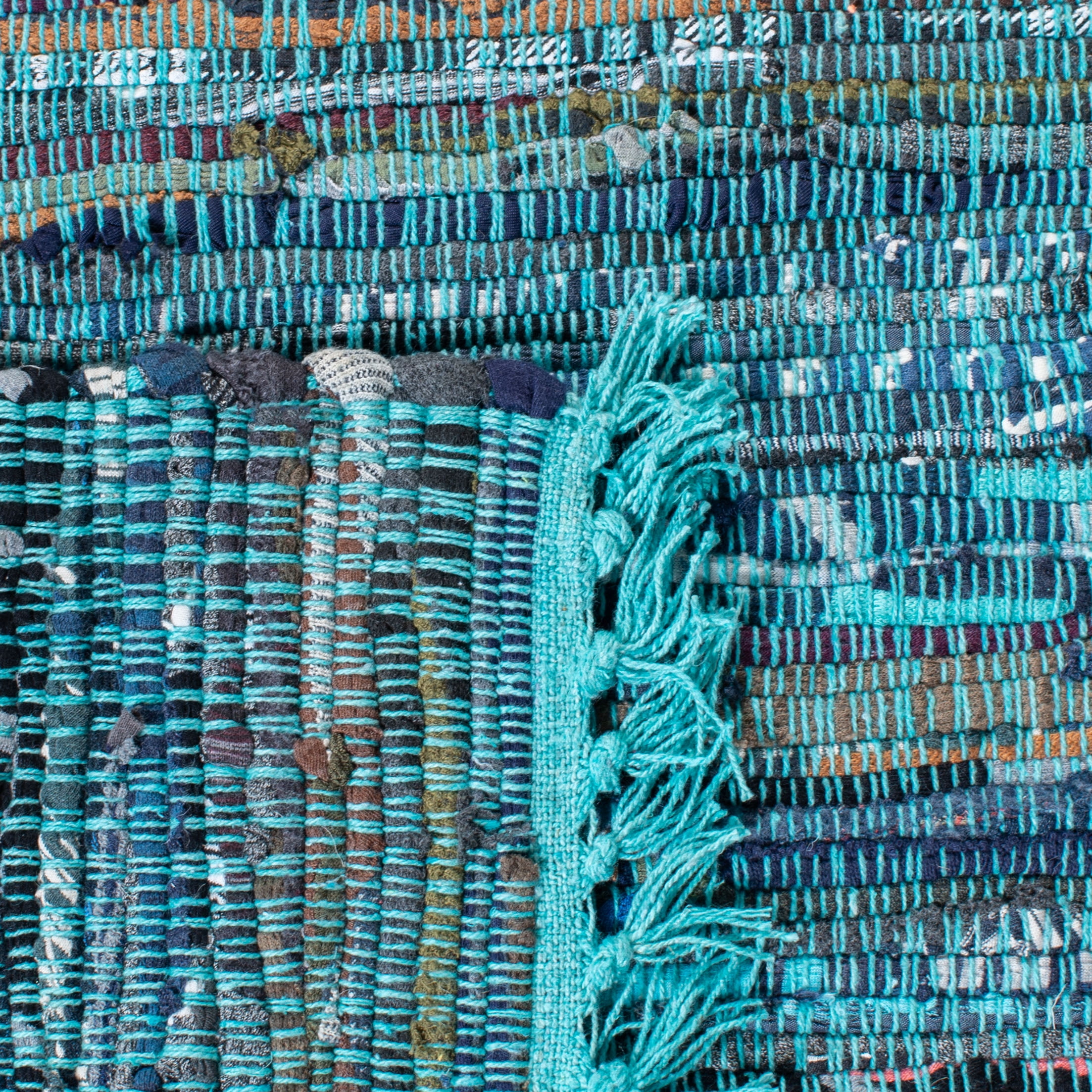 Safavieh Rag Rug Collection Transational Striped Boho, Runner, Stripe Hand Woven Blue/Multi Runner Rugs, 2'3" x 6' Runner, Stain Resistant