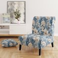 thumbnail image 2 of Designart "Ethereal Flourishing Rococo VII" Chaise d'Appoint Florale Bleue Rembourrée - Fauteuil de Chambre Style Cottage, 2 of 7