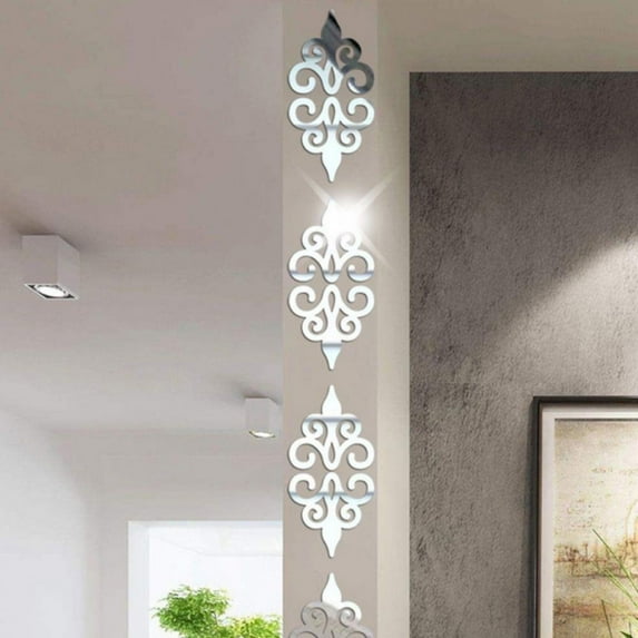 5Sets of 50pcs 2.8" x 2.8" Mirror Wall Stickers, DIY 3D Acrylic Self-Adhesive Border Skirting Ceiling Stickers Wall Mural Wedding Room Home Decor