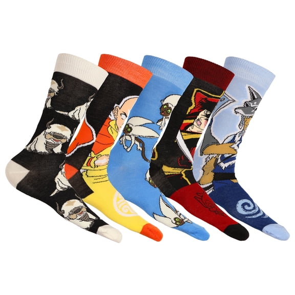 Nickelodeon Avatar: The Last Airbender Crew Socks Men's 5-Pack Mid-Calf Size 6-12