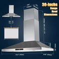 thumbnail image 3 of Wall Mount Range Hood 30 inch Stainless Steel Stove Hood Ducted Ductless Vent Hood Touch Control Hood, 3 of 11