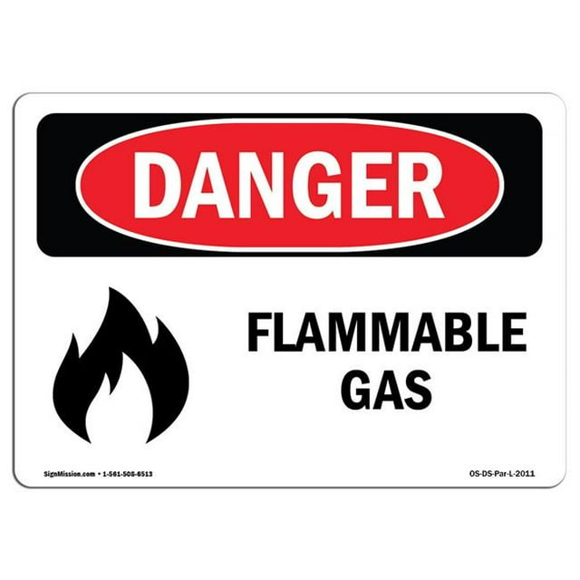 SignMission OS-DS-A-1218-L-2011 Panneau de Danger OSHA 12 x 18 Po - Gaz Inflammable