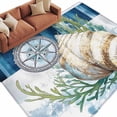 thumbnail image 2 of 5'x8' Area Rugs, Nautical Compass Indoor Outdoor Area Rug for Living Room Bedroom, Coastal Ocean Shell Seaweed Washable Bathroom Rugs Kitchen Floor Carpet Mats Home Decor Aesthetic, 2 of 8