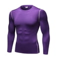 thumbnail image 1 of TOPTIE Men's Long Sleeve Compression Shirt, Athletic Workout Base Layer-Purple-S, 1 of 7