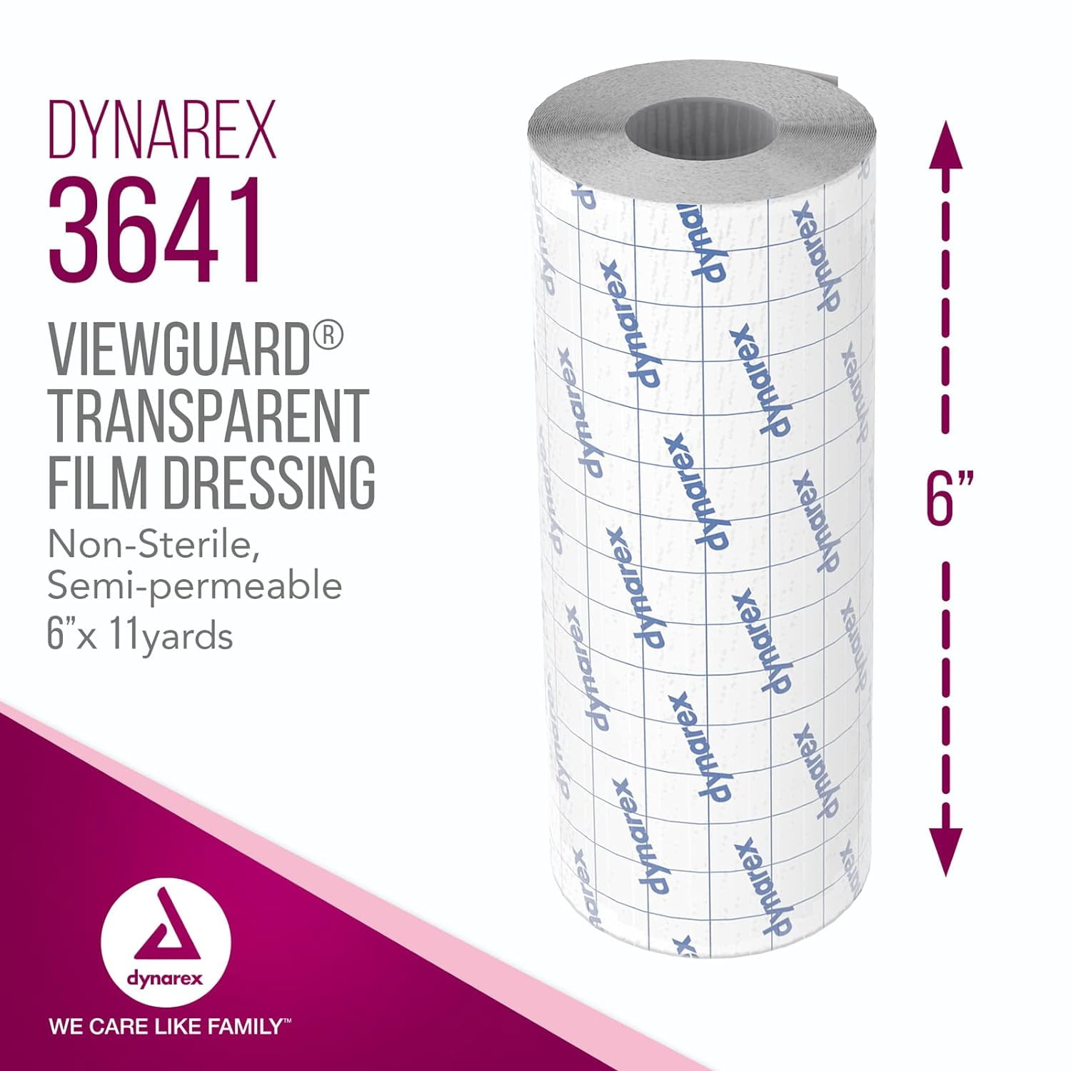 Dynarex 3641 View Guard Transparent Film Dressing Roll 6 in. x 11 yds. (Each)