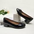 thumbnail image 2 of JENN ARDOR Chunky Block Low Heels Bow Round Closed Toe Comfort Work Casual Slip-On Bridal Wedding Guest Dress Cute Ballet Pumps Shoes for Women, 2 of 5