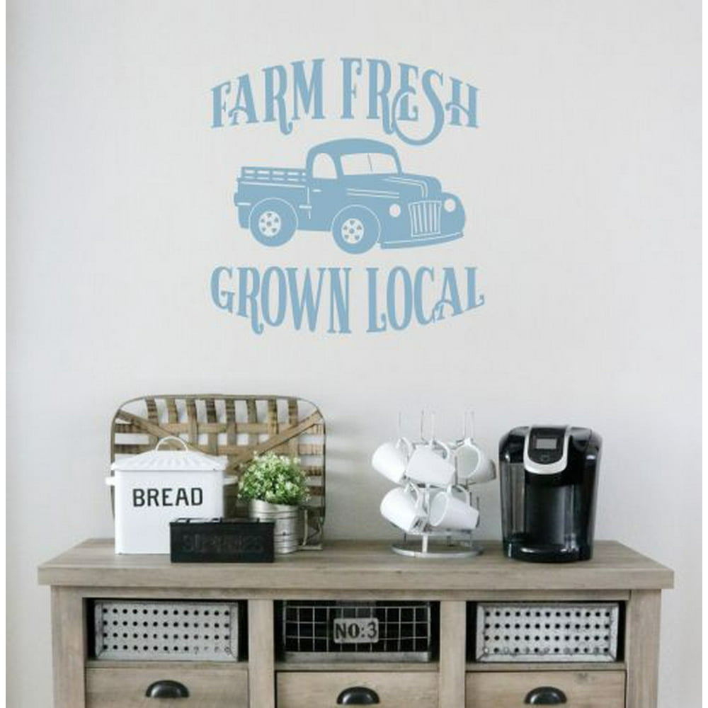 Vintage Truck Wall Stickers Farm Fresh Grown Local Farmhouse Decal