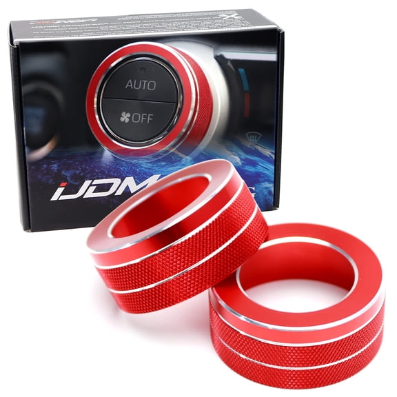 2pcs Sports Red Anodized Aluminum AC Climate Control Switch Turner Ring Covers For Toyota 2019-up RAV4