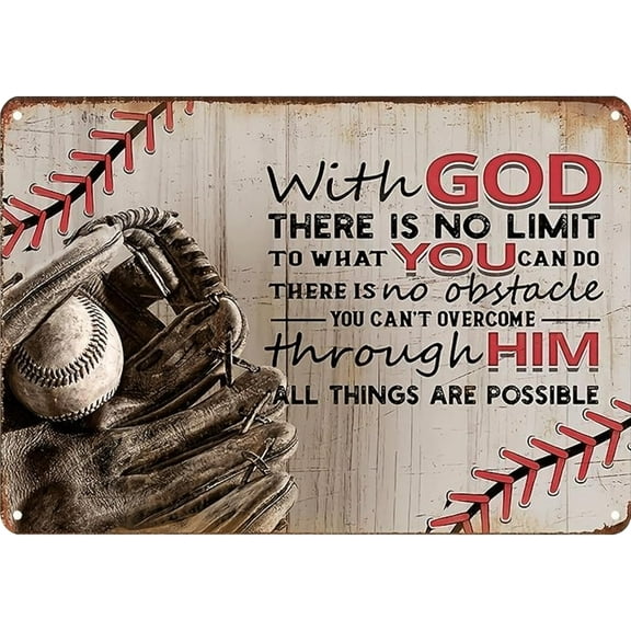 Tin Sign Baseball Posters for Boys Bedroom-Baseball Gifts for Boys 8-12,Baseball Decor for Boys Room 8x12 Inch