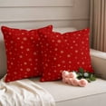 thumbnail image 2 of Christmas Red Outdoor Waterproof Pillow Covers, Winter Snowflakes Xmas Retro Decorative Square Throw Pillowcase Sofa Cushion Sham for Patio/Couch/Chair, 16"x16" 2 Pack, 2 of 8