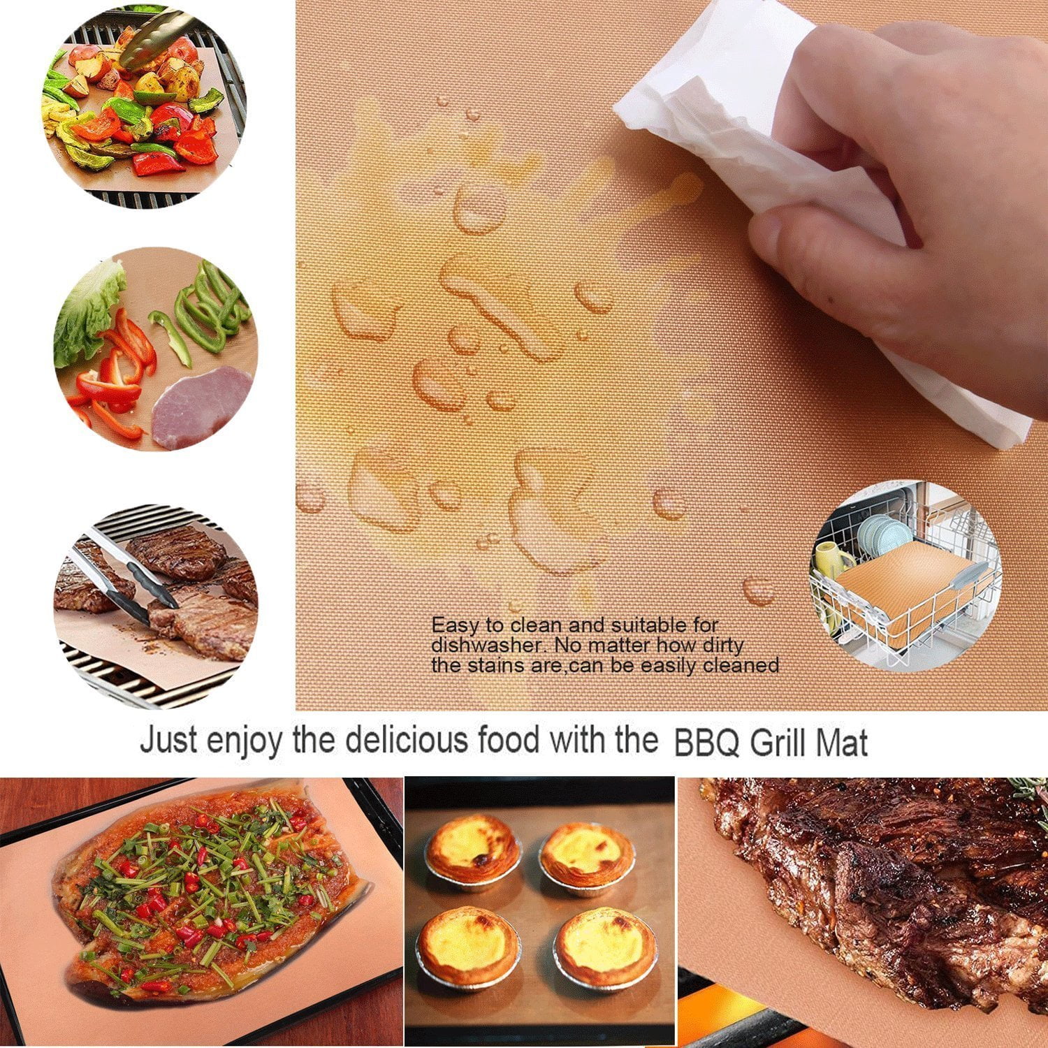 Electric Grill Set of 5 Non Stick BBQ Grill Mats Heavy Duty,Reusable and Dishwasher safe Easy Clean & Easy Use on Gas Charcoal Grill Mat PTFE Teflon Baking sheets 