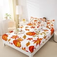 thumbnail image 4 of Manfei Orange Pumpkin Bed Sheets,Autumn Fall Leaves King Sheets,Halloween Fruit Sheet Set,Microfiber Bedroom Decor,4-Piece, 4 of 7