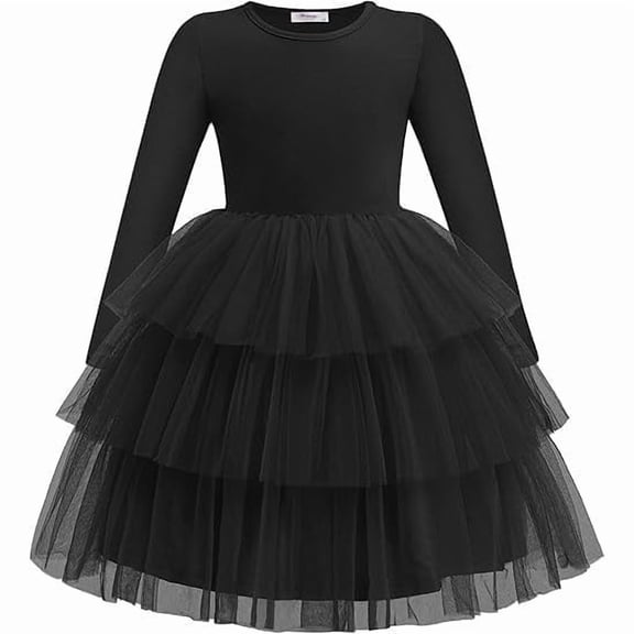 Arshiner Toddler Tutu Dress Girls Long Sleeve Fall Winter Tiered Formal Party Tulle Dresses for Kids
