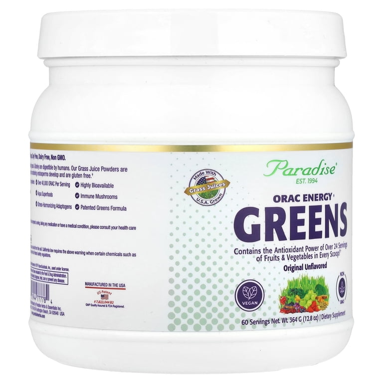 Paradise ORAC Energy Greens Powder, Superfood Organic Veggie