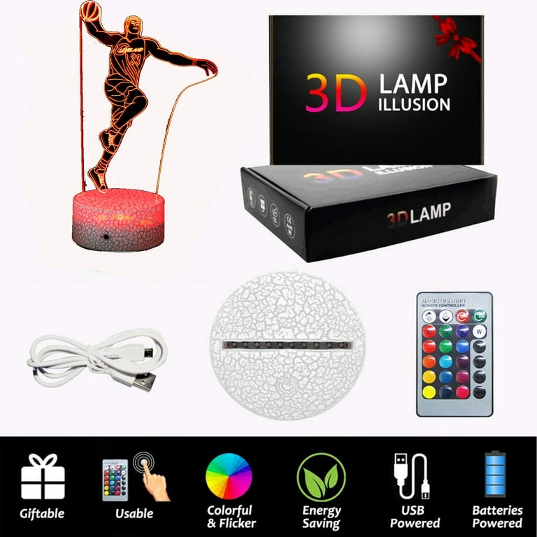 Basketball 3D Night Light Illusion Light Best Gift Idea for Basketball Friends & Family-Cool Home Office Bedroom Decor with Sensor Color Mode - Walmart.com