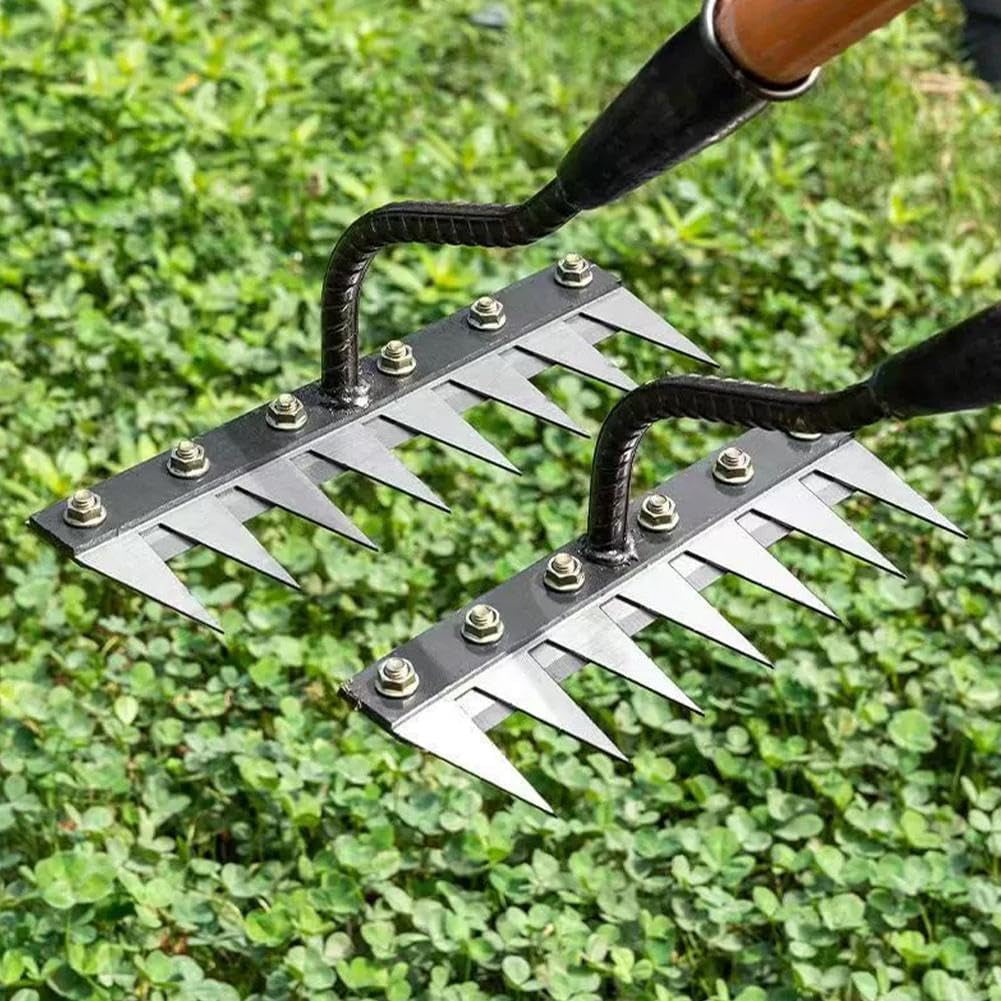 Iron Weeding Rake 2.0, 2026 New Teeth Carbon Steel Garden Weeder Rakes, Iron Rake for Yard Lawn and Garden, Heavy-Duty Gardens Hand Weeder Puller Tool for Gardening and Weedings