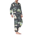 thumbnail image 2 of Xecao Gamers Print Pajamas Set Mens Pajamas Long Sleeve Loungewear Two-Piece Sleepwear Button-Down Pjs Set,2PJS-Medium, 2 of 7