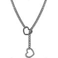 thumbnail image 1 of Heart O ring Slip Chain Necklace for Women Stainless Steel Cuban Chain Heart Necklace Punk Rock Collar Necklace Handmade Adjustable Lariat Y Necklace, 1 of 4