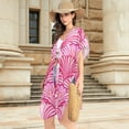 thumbnail image 3 of Beach Vacation Clothes Kimono Cardigan Loose Swimsuit Cover Up for Women Pink Striped Shells L, 3 of 6