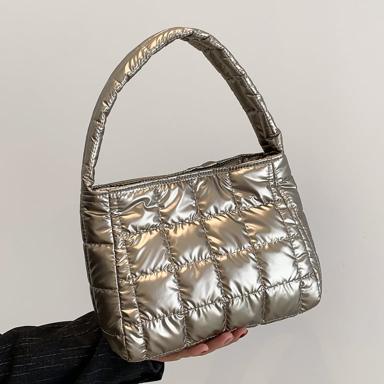 Quilted Women Handbag Fashion Plaid Cotton Tote Bag Soft for  display picture 2