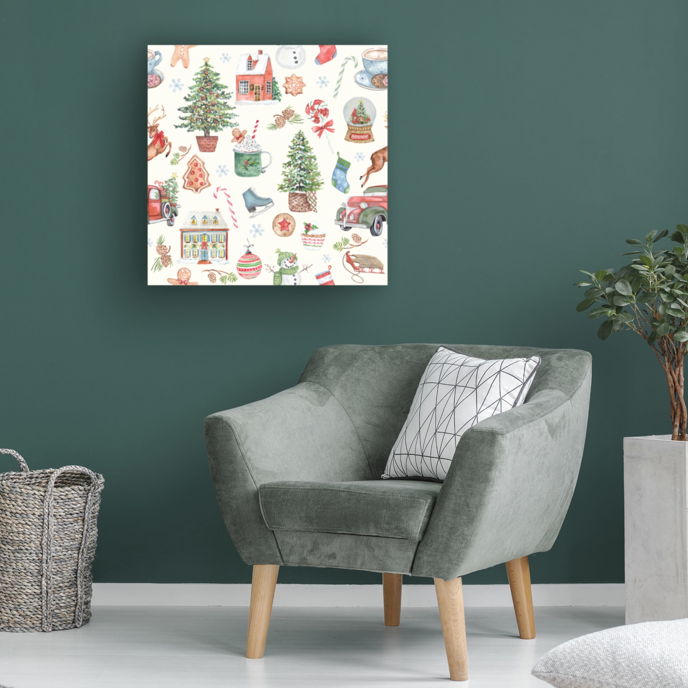 Canvas Wall Art - Jean Plout 'Holiday Memories A' Wall Art for Living Room, Bedroom, or Office Décor by Trademark Fine Art - 14 x 14 Inches