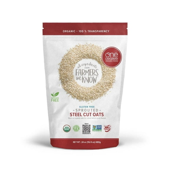 One Degree Organic Foods Organic Sprouted Steel Cut Oats 24 oz Pack of 3
