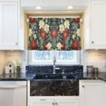 thumbnail image 5 of Yayeee Kitchen Curtains Tier Pair Light Filtering 27"x24" Rod Pocket Short Cafe Window Panel, Christmas Blooms, 5 of 7