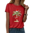 thumbnail image 6 of TTUHYWXI Christmas Palm Tree Shirts for Women Funny Hawaiian Beach Tropical Xmas Top Short Sleeve Casual Graphic Print T Shirt (Red, 3XL), 6 of 8