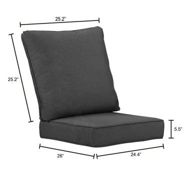 26 x 28 Outdoor Patio Deap Seating Cushion Set in Set Black with Ties