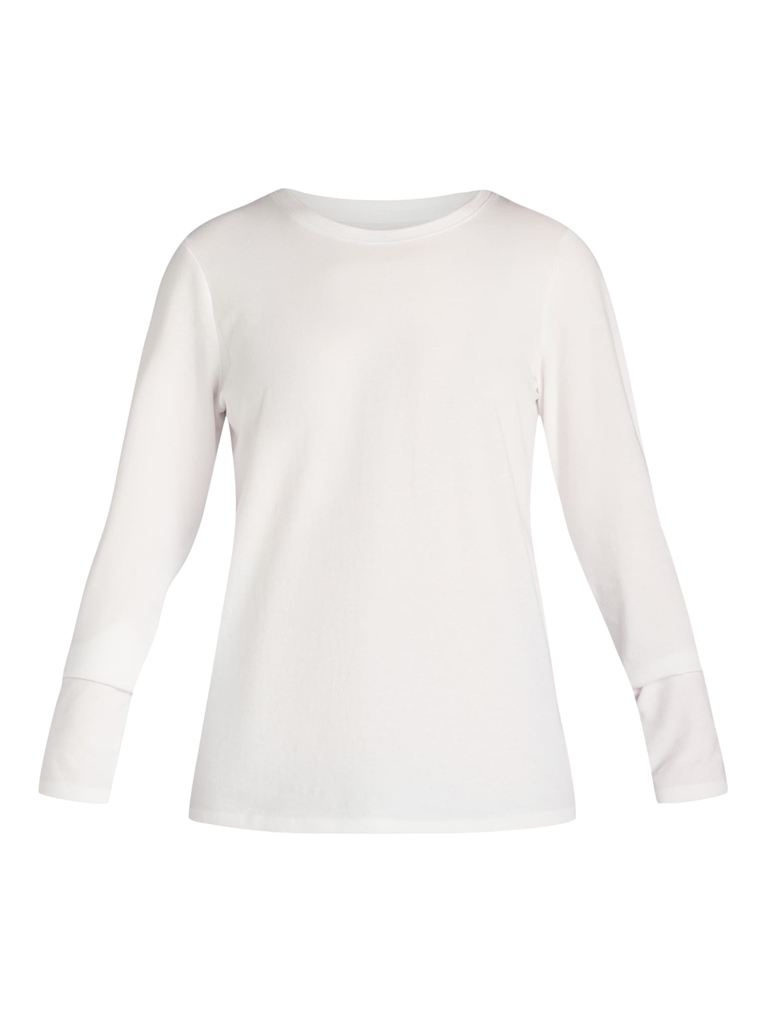 Time and Tru Women's Cotton Crewneck Tee with Long Sleeves, Single and 3 Pack, Sizes XS-XXXL