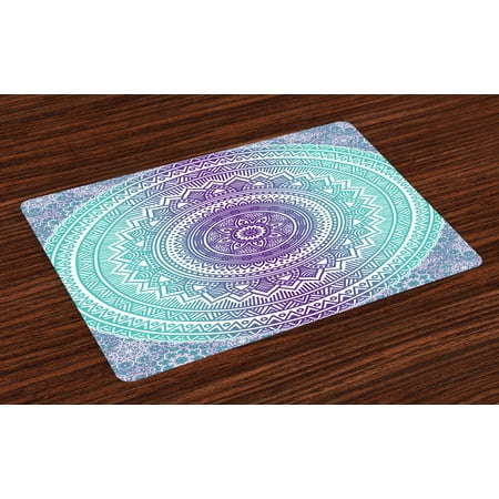 Old Fashioned Dining Room Blue and Purple Placemats Set of 4 Mandala Ombre Eastern Mystic Abstract Old Fashion Bohemian Native Cosmos Art, Washable Fabric Place Mats for Dining Room Kitchen Table Decor,Purple, by Ambesonne ()