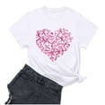 thumbnail image 3 of Nfurl Women's Heartbeat Pink Ribbon Graphic Tees Shirts Breast Cancer Awareness Shirts Plus Size Shorts Sleeve Round Neck Tshirts Gifts for Warriors White M, 3 of 4