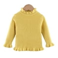 thumbnail image 3 of Esaierr Girls Pullover Sweaters Fashion Ruffle Knit Tops Long Sleeve Bottoming Shirt Solid Color Jumper Fall Winter Clothes for Toddler Baby 1-5years, 3 of 7