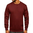 thumbnail image 7 of IROINNID Long Sleeve Pullover Shirts for Men Comfy Round Neck Solid Sweatshirt Sweatshirt Warm Fleece Sweatshirt Tops,Wine, 7 of 7