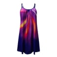 thumbnail image 4 of Robe d'Été Sans Manches pour Femmes Mini Robe de Plage Bretelles Spaghetti Ajustables Robe Plissée Ample Imprimé Bohème Robe de Soleil, 4 of 5