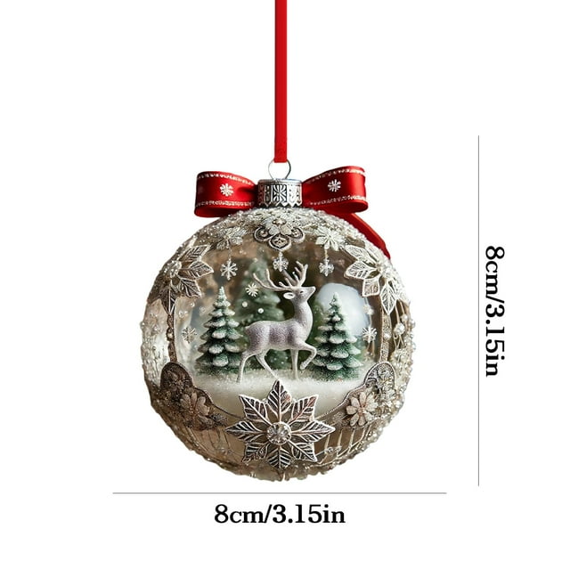 Christmas Tree Decorations Christmas Ball 2D Flat Acrylic Pendant Christmas Tree Decoration Christmas Decoration Layout Scene Accessories Christmas Tree Ornaments