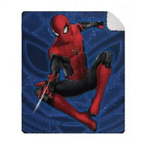 Spiderman Jump No Way Home Marvel Cloud Touch Sherpa Throw Blanket, 50 x 60 inches Blue