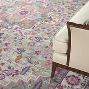 Nourison Passion Persian Light Grey/Pink 9 x 12 Area Rug, (9x12)
