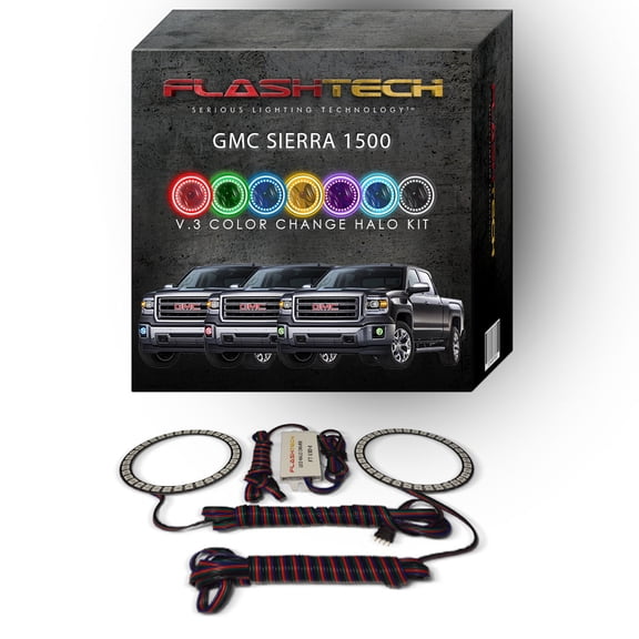 Flashtech RGB Multi Color Changing LED Halo kit for 2014-2016 GMC Sierra 1500 Fog Lights