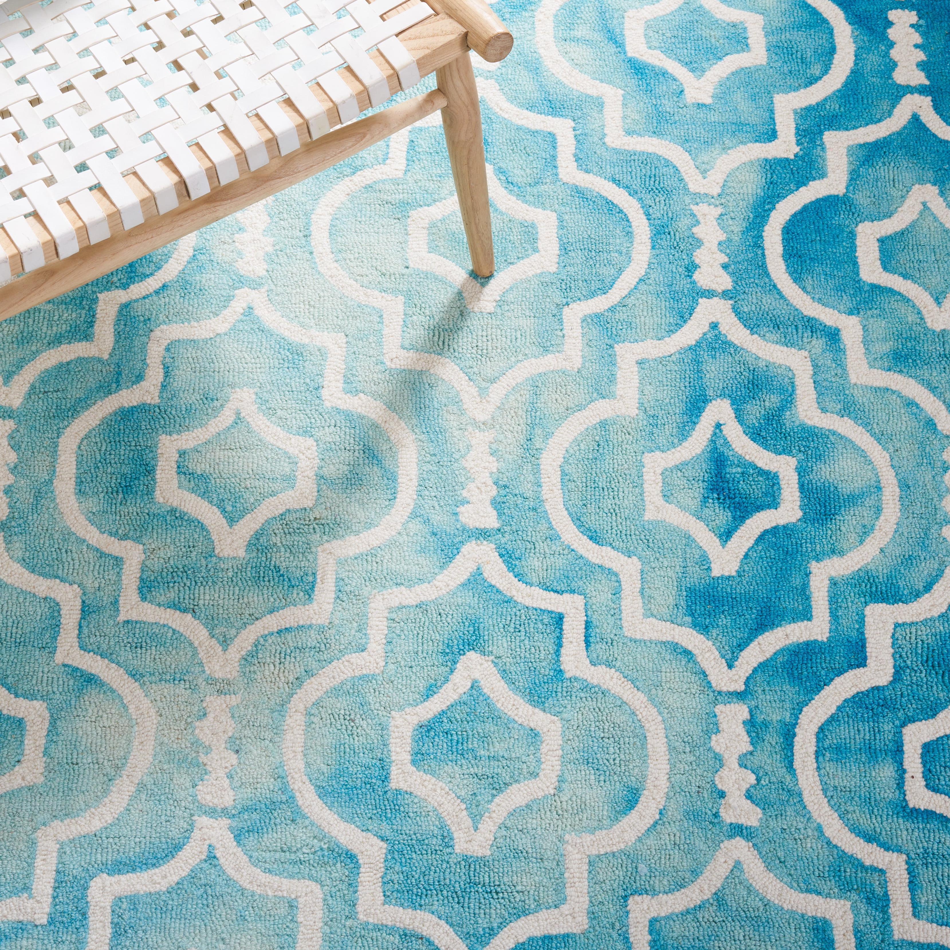 Safavieh Dip Dye Lairos Distressed Wool Area Rug, Turquoise/Ivory, 3' x 5'