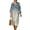 Blue Leaf, variant on COEQINE Women's Midi Dress 3/4 Sleeve Wrap V-Neck Casual Sundress, Loose Fit Linen-Like Calf Length Tunic Dress for Women, Machine Washable, Size S, Butterfly Flower