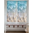 thumbnail image 2 of Summer Beach Kitchen Curtain 84 Inch Length, Ocean Blue Star Shell Sea Waves Small Short Cafe Tiers Curtains Drape, 2 Panel Coastal Beachy Window Treatment Rod Pocket Drapery Panels Curtains 52x84, 2 of 6