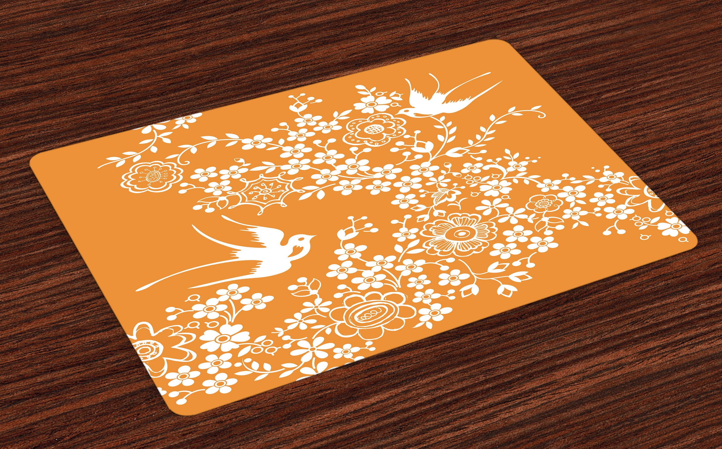 Japanese Placemats Set of 4 Oriental Floral Japanese Style Flying Birds