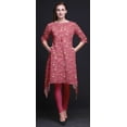 thumbnail image 2 of Bimba Pink Leaves & Blooming Camellias Floral Asymmetric Kurta Indian Tunic Tops For Women Printed Indian Clothing X-Large, 2 of 6