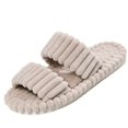 thumbnail image 3 of Taqqpue Open Toe Slippers for Women Casual Winter Solid Color Indoor Warm Fuzzy Slippers Indoor Cozy Memory Foam Slip On House Slides Shoes Gifts for Womens Mom, 3 of 7
