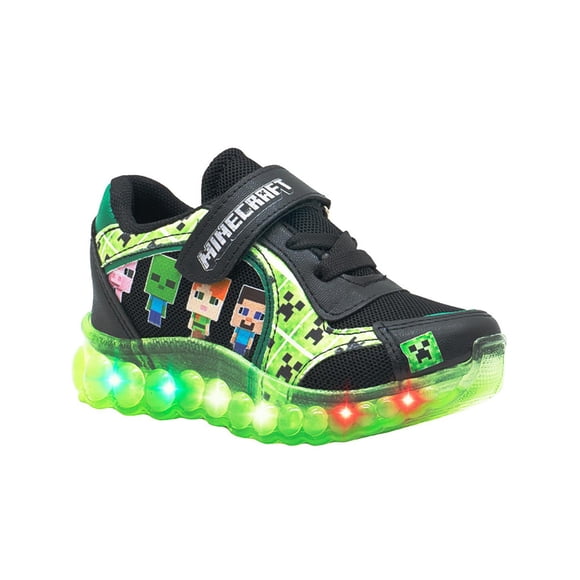 Tenis Luces Para Niño Minercraft Gamer Personajes Negro negro 16