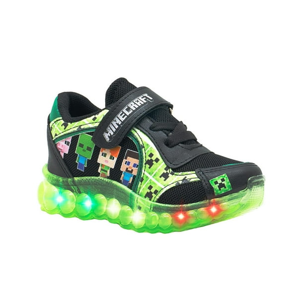 Tenis Luces Para Niño Minercraft Gamer Personajes Negro negro 21