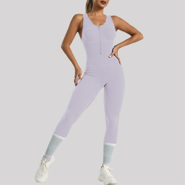 WILLBEST Mono de Entrenamiento para Mujer, de Manga Larga, con Cremallera Frontal Y Espalda Descubierta, Elástico, Deportivo, para Yoga, Running, Ropa Informal Cómoda. Chica