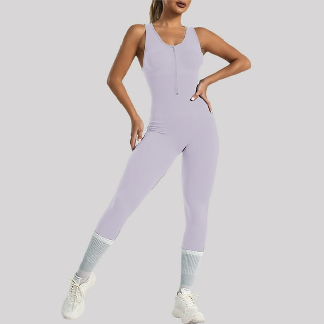 WILLBEST Mono de Entrenamiento para Mujer, de Manga Larga, con Cremallera Frontal Y Espalda Descubierta, Elástico, Deportivo, para Yoga, Running, Ropa Informal Cómoda. Mediana