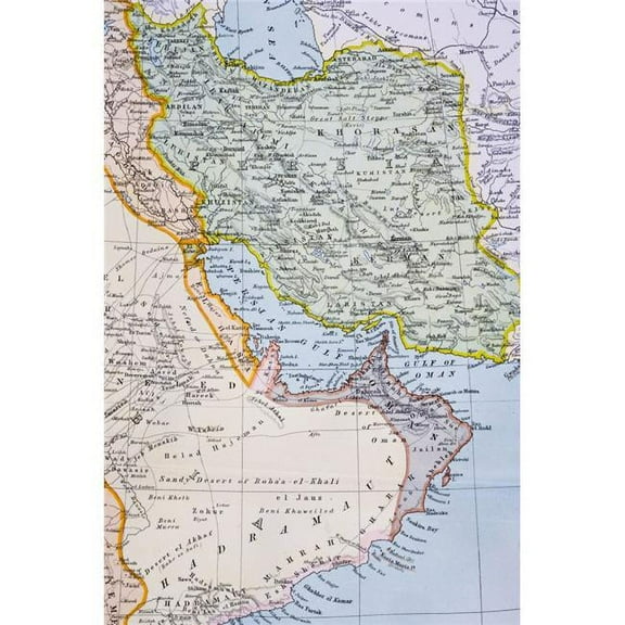 Posterazzi  Partial Map of Middle East Showing Red Sea Persian Gulf Horn of Africa Gulf of Aden In 1890S From the Citizens Atlas of Poster Print - 24 x 36